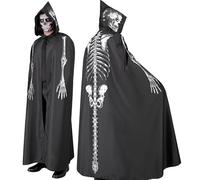 W WIDMANN MILANO Party Fashion - Capa de esqueleto con capucha para adulto, 150 cm, disfraz para Halloween