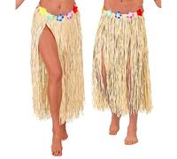 W WIDMANN MILANO Party Fashion - Falda hawaiana para adultos, largo 80 cm, falda de rafia, fiesta temática hawaiana, carnaval