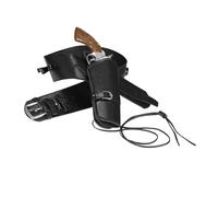 W WIDMANN MILANO Party Fashion - Funda para pistola con cinturón, de polipiel, negra, vaquera, funda, disfraz, accesorio, carnaval