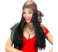 W WIDMANN MILANO Party Fashion- Parrucca Cartomante con Foulard Di Paillettes Batman Peluca de dibujos animados con pañuelo de lentejuelas, Color dorado, Talla única (Widmann S.r.l. SA-G0874)