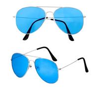 W WIDMANN MILANO Party Fashion - Gafas con cristales de colores, gafas de aviador, accesorio para fiesta temática de los 80, carnaval