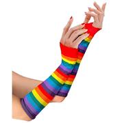W WIDMANN MILANO Party Fashion - Guantes sin dedos arcoíris de 33 cm, manguitos, accesorio de disfraz para carnaval y fiestas