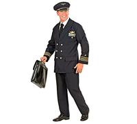 W WIDMANN MILANO Party Fashion (Jacke, Hose, Hut) Widmann 57735 - Disfraz de piloto, chaqueta, pantalones, sombrero, uniforme, aerolínea, carnaval, fiesta temática, color negro, XXXL S.r.l