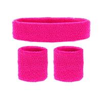 W WIDMANN MILANO Party Fashion - Set de 3 bandas para el sudor, con cinta para la frente y 2 muñequeras, accesorios deportivos, para chándal de los años 80