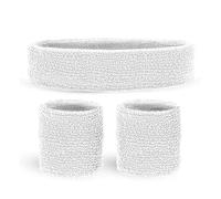 Widmann - Cintas de sudoración, juego de 3 piezas, cinta para la cabeza y 2 muñequeras, deporte, accesorios, años 80, chándal, carnaval, fiesta temática