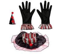 Widmann - Set de disfraz, mini sombrero, cuello, guantes, circo, payaso asesino carnaval, fiesta temática