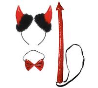 W WIDMANN MILANO Party Fashion - Juego de disfraz de diablo, 3 piezas, cuernos de diablo, pajarita, cola, Halloween, carnaval, fiesta temática