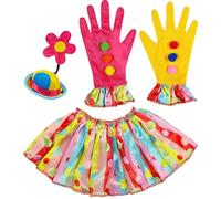 W WIDMANN MILANO Party Fashion - Juego de disfraz de payaso, mini sombrero, cuello y guantes, circo, carnaval, fiesta temática, cumpleaños