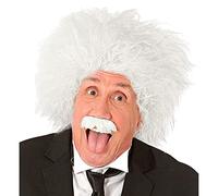 W WIDMANN MILANO Party Fashion - Juego de peluca y bigote de Einstein: ideal para fiestas temáticas y carnaval, pelo sintético de alta calidad, aspecto científico loco