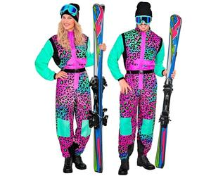 W WIDMANN MILANO Party Fashion - Kostüm Skianzug für Damen und Herren, Overall mit Gürtel, Retro Design für Karneval & Apres Ski Party
