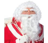 W WIDMANN MILANO Party Fashion - L1519 - Peluca Papá Noel de lujo, gris, con barba y bigote, cejas, San Nicolás, Navidad, carnaval, fiesta temática