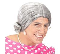 W WIDMANN MILANO Party Fashion - L6007 - Peluca Abuela, gris, pelo sintético, moño, recogido, abuelita, abuela