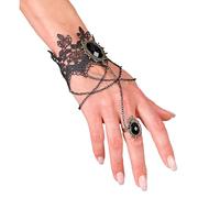 W WIDMANN MILANO Party Fashion - Pulsera de encaje con anillo y piedra preciosa, Gótico, Accesorio para disfraces de Halloween