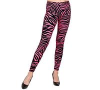 W WIDMANN MILANO Party Fashion - Leggings años 80, estampado tigre rosa neón, años 80, fiebre disco, mal gusto, estampado de rayas, fiesta temática, carnaval