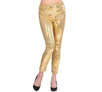 W WIDMANN MILANO Party Fashion, Leggings con purpurina, brillo, color dorado, ajuste perfecto, comodidad óptima, versátil para toda ocasión, calidad duradera, accesorio ideal