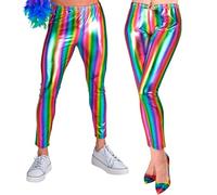 W WIDMANN MILANO Party Fashion - Leggings metálicos para mujer, pantalones brillantes para festivales, carnaval, fiestas temáticas