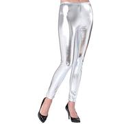W WIDMANN MILANO Party Fashion - Leggings metálicos para mujer, pantalones brillantes para festivales, carnaval, fiestas temáticas