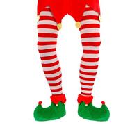 W WIDMANN MILANO Party Fashion - Leotardos de hombre, a rayas, 70 DEN, verde-rojo, duendes, Papá Noel, Navidad