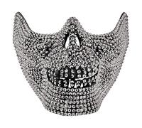 W WIDMANN MILANO Party Fashion - Máscara de calavera con pedrería para adultos, media máscara, esqueleto, accesorio para Halloween