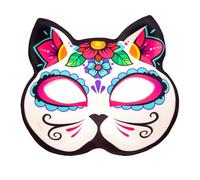 W WIDMANN MILANO Party Fashion - Máscara de gato del Día de los Muertos | Máscara sin barbilla con diseño del Día de los Muertos, para Halloween, carnaval y disfraces