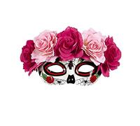 W WIDMANN MILANO Party Fashion - Máscara de ojos Día de los Muertos con rosas, baile de máscaras, día de los muertos, carnaval