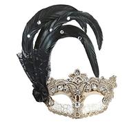 WIDMANN - Máscara de gran gala, de macramé, con plumas y brillantes
