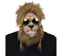 W WIDMANN MILANO Party Fashion - Media máscara de león rasta | Máscara con melena de felpa como máscara de animal para Carnaval y fiestas temáticas