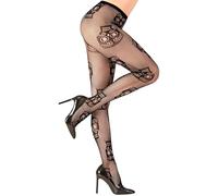 W WIDMANN MILANO Party Fashion - Medias del Día de los Muertos | Medias de rejilla de 50 DEN con calaveras para Halloween y Carnaval
