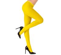 WIDMANN 47418 - Medias para Mujer Adulta, Bailarina, Años 60, Hippie, Años 80, Discoteca, Carnaval Brasileño, Abeja, Neón, 40 Den, Talla XL, Color Amarillo Fluorescente