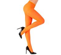 WIDMANN 47419 - Medias para Mujer Adulta, Bailarina, Años 60, Hippie, Años 80, Disco, Carnaval Brasileño, Neón, 40 Den, Talla XL, Color Naranja Fluorescente