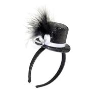 W WIDMANN MILANO Party Fashion - Mini diadema de sombrero de copa con plumas, accesorio de disfraz brillante para Carnaval