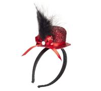 W WIDMANN MILANO Party Fashion - Mini diadema de sombrero de copa con plumas, accesorio de disfraz brillante para Carnaval
