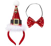 W WIDMANN MILANO Party Fashion, Mini Gorro de Navidad, Diseño Festivo con Lazo de Lentejuelas, Cómodo en la Diadema, Unisex, Campana juguetona, fácil de Combinar