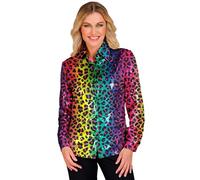 W WIDMANN MILANO Party Fashion - Moda de fiesta blusa de lentejuelas para señoras, Disco Fever, Schlagermove, camisa para señoras, estampado animal, festival, disfraces de carnaval