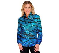 W WIDMANN MILANO Party Fashion - Moda de fiesta blusa de lentejuelas para señoras, Disco Fever, Schlagermove, camisa para señoras, estampado animal, festival, disfraces de carnaval