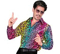 W WIDMANN MILANO Party Fashion - Moda de fiesta Camisa de lentejuelas para hombre, Disco Fever, Schlagermove, Animal Print, Camisa de hombre