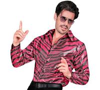 W WIDMANN MILANO Party Fashion - Moda de fiesta Camisa de lentejuelas para hombre, Disco Fever, Schlagermove, Animal Print, Camisa de hombre