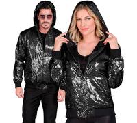W WIDMANN MILANO Party Fashion - Moda de fiesta Cazadora bomber con capucha, chaqueta de lentejuelas, conjunto de fiesta, discoteca