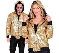 W WIDMANN MILANO Party Fashion - Moda de fiesta Cazadora bomber con capucha, chaqueta de lentejuelas, conjunto de fiesta, discoteca