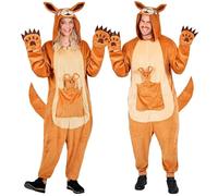 W WIDMANN MILANO Party Fashion - Mono canguro para adultos, mono marrón de felpa con capucha, disfraz de animal para carnaval