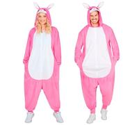 Widmann S.r.l. Mono de conejo Party Fashion para adultos rosa de felpa con capucha para carnaval