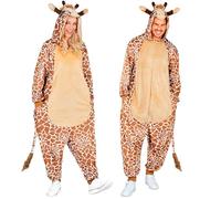 W WIDMANN MILANO Party Fashion - Mono de jirafa para adultos, mono de felpa marrón con capucha, disfraz de animal para carnaval