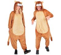 W WIDMANN MILANO Party Fashion - mono de león para adultos, mono de felpa marrón con capucha, disfraz de animal para carnaval