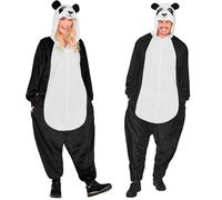W WIDMANN MILANO Party Fashion - Mono de panda para adultos, mono de felpa blanco y negro con capucha, disfraz de animal para carnaval