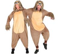 W WIDMANN MILANO Party Fashion - Mono de perezoso para adultos, mono de felpa marrón con capucha, disfraz de animal para carnaval