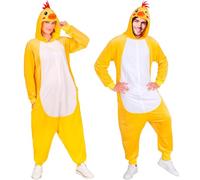 W WIDMANN MILANO Party Fashion - Mono de pollo para adultos, mono de felpa amarillo con capucha, disfraz de animal para carnaval