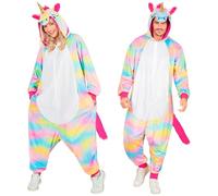 W WIDMANN MILANO Party Fashion - Mono de unicornio para adultos, mono de felpa con capucha en colores del arcoíris, disfraz de animal para carnaval