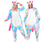 W WIDMANN MILANO Party Fashion - Mono de unicornio para adultos, mono de felpa de colores con capucha, disfraz de animal para carnaval