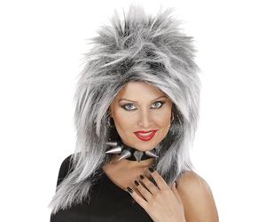 W WIDMANN MILANO Party Fashion - P0749 - Peluca Rock Star, gris, motero, rockero, carnaval, fiesta temática