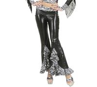 W WIDMANN MILANO Party Fashion - Pantalones acampanados con estampado de tigre, negros, para mujer